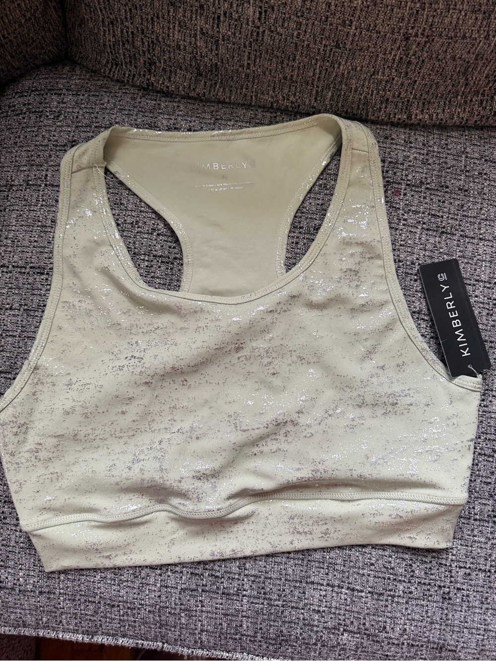 Kimberly Metallic Olive Racerback Sports Bra